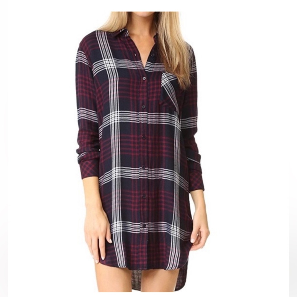 Rails Bianca Plaid Shirt Dress in Indigo / Merlot Size Small
